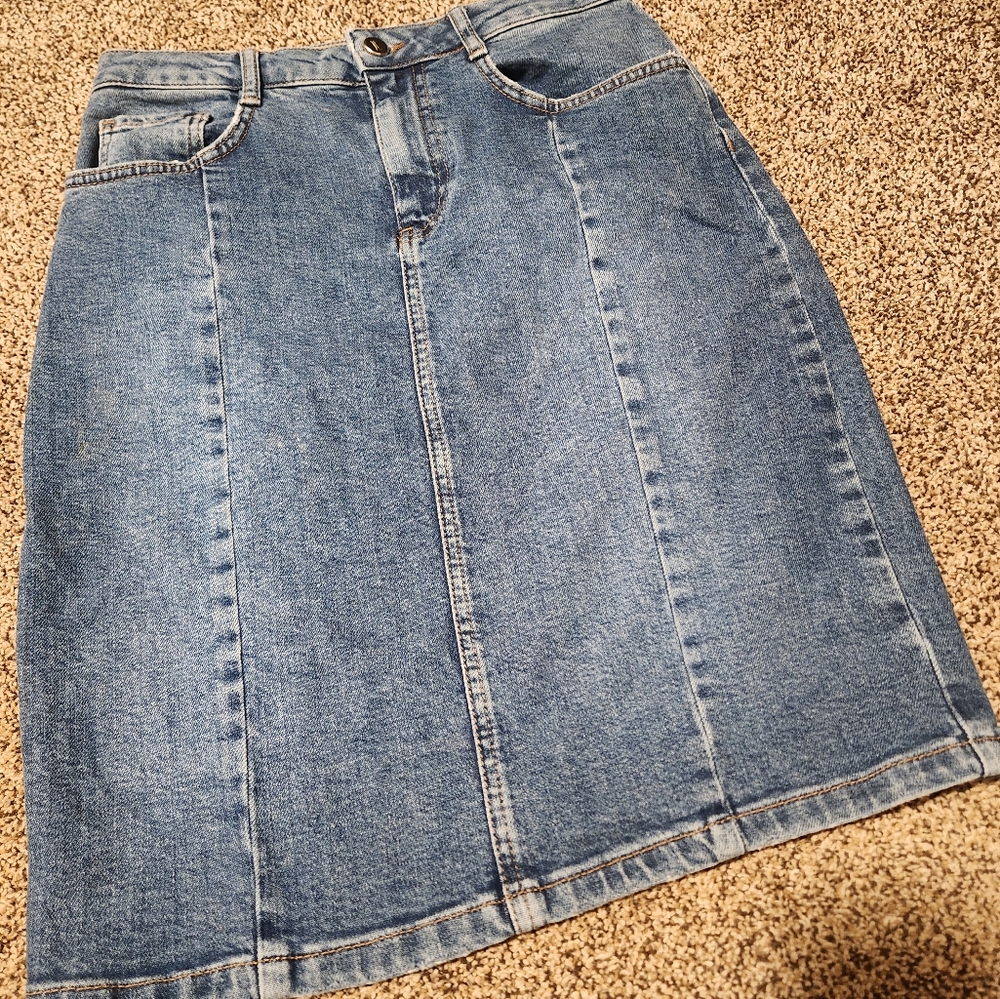 Anthropologie Pilcro and the Letterpress Blue Denim Pencil Skirt Women's Size 6
